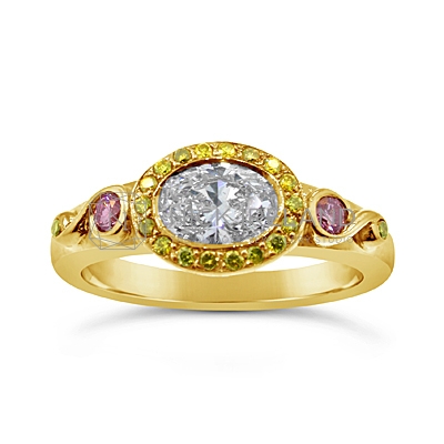 DJSP20/ 18ct Diamond Engagement Ring with Argyle Pink and Fancy Yellow Diamonds