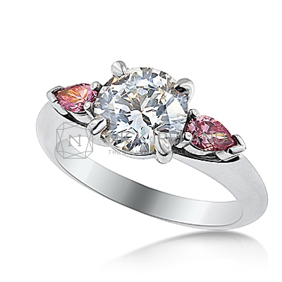 DJSP33/ Platinum Engagement Ring with Argyle Purple Pink Pears