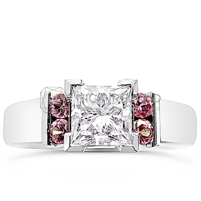 DJSP15/ Platinum Princess cut Ring with Argyle Pink Diamonds