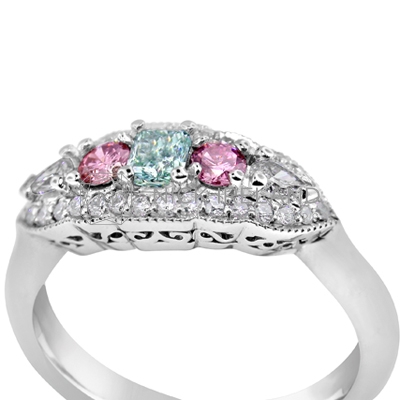 DJSP8/ Platinum ring with Blue/Green and Argyle Diamonds
