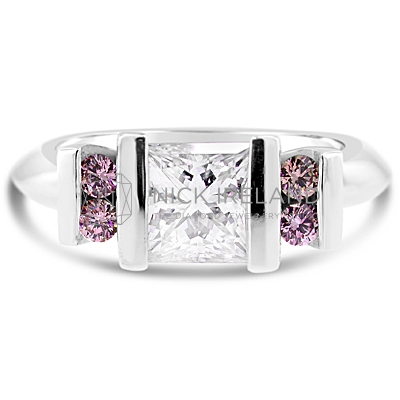 DJSP19/ Platinum Princess cut and Argyle Pink Diamond Ring