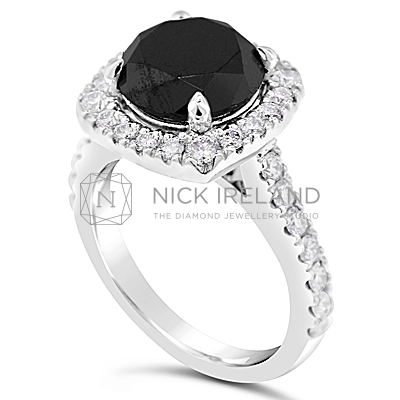 FSDR33/ Platinum 3.5ct Black diamond with halo
