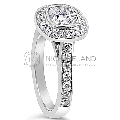 FSDR20/ Platinum 1ct Cushion Halo Diamond Ring