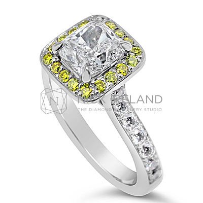 FSDR22/ 18ct Yellow and White Diamond Halo Ring