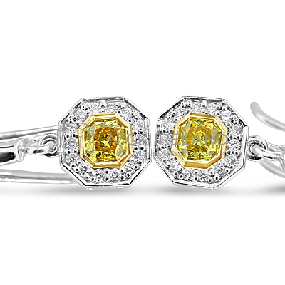DE6/ 18ct White Gold Yellow Diamond Earrings