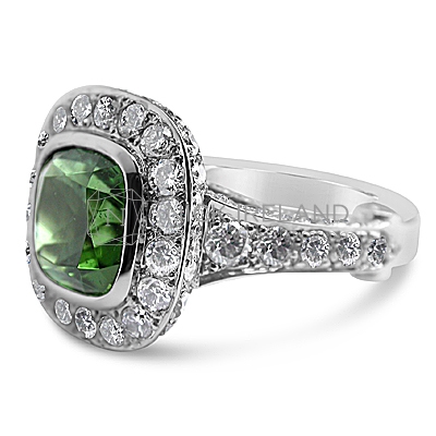 FSDR24/ 18ct White Gold Tourmaline and Diamond Ring