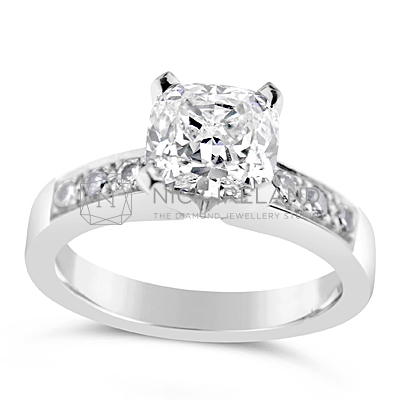 FSDR26/ Platinum 1ct Cushion Diamond Ring