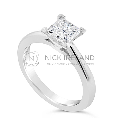 FSDS10/ Platinum 1ct Princess Cut Diamond Solitaire