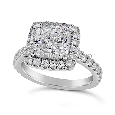 FSDR17/ Platinum 2ct Diamond Cushion Halo Ring