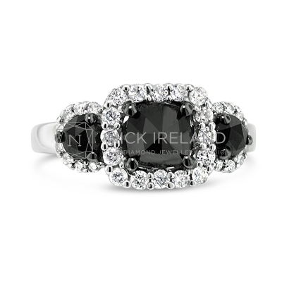 FSDR35/ 18ct White Gold Black Diamond Ring