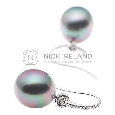 PJ3 / 18ct White Gold Tahitian Pearl and Diamond Earrings