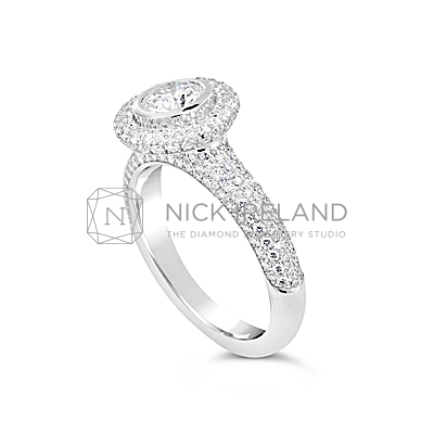 TDR44/ Platinum Diamond Halo Engagement Ring