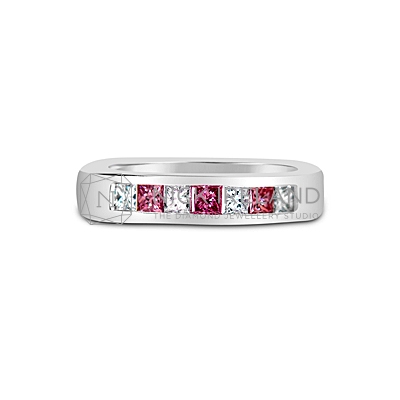 DJSP24/ Platinum Argyle Pink Wedding Ring