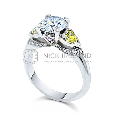 DJSP/36 Platinum Argyle Pink, Intense Yellow Engagement Ring