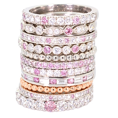 DJSP51 / Argyle Pink diamond stack in Platinum