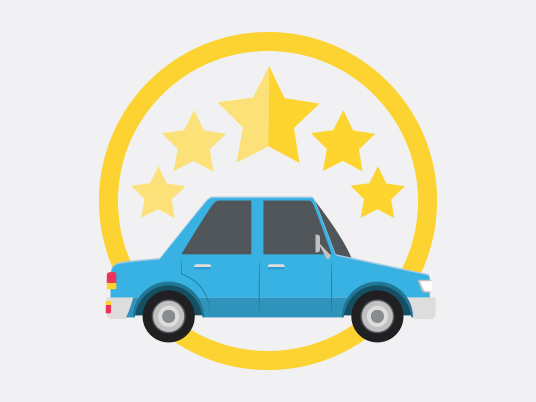 Illustration depicting a car with 5 star rating