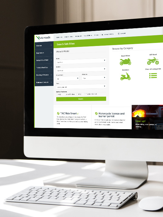 View of the Vic Roads safe bikes finder website open on an iMac computer