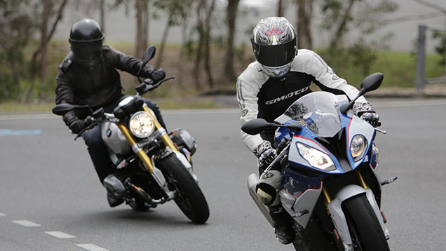 Riders with visors down