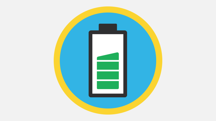 Sketch of a battery symbol showing the charge at about 70 percent