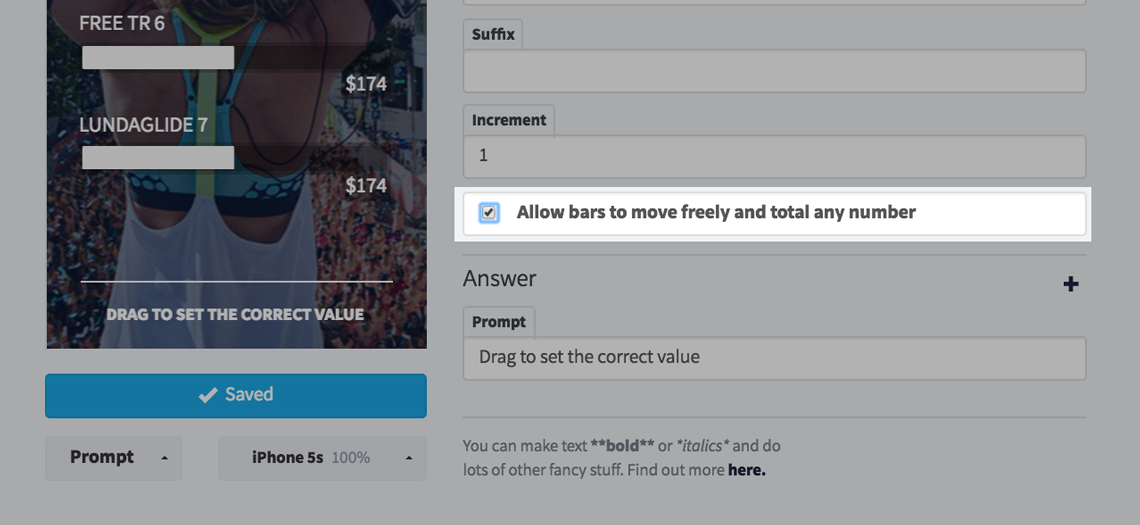 Ratio allow bars to move freely