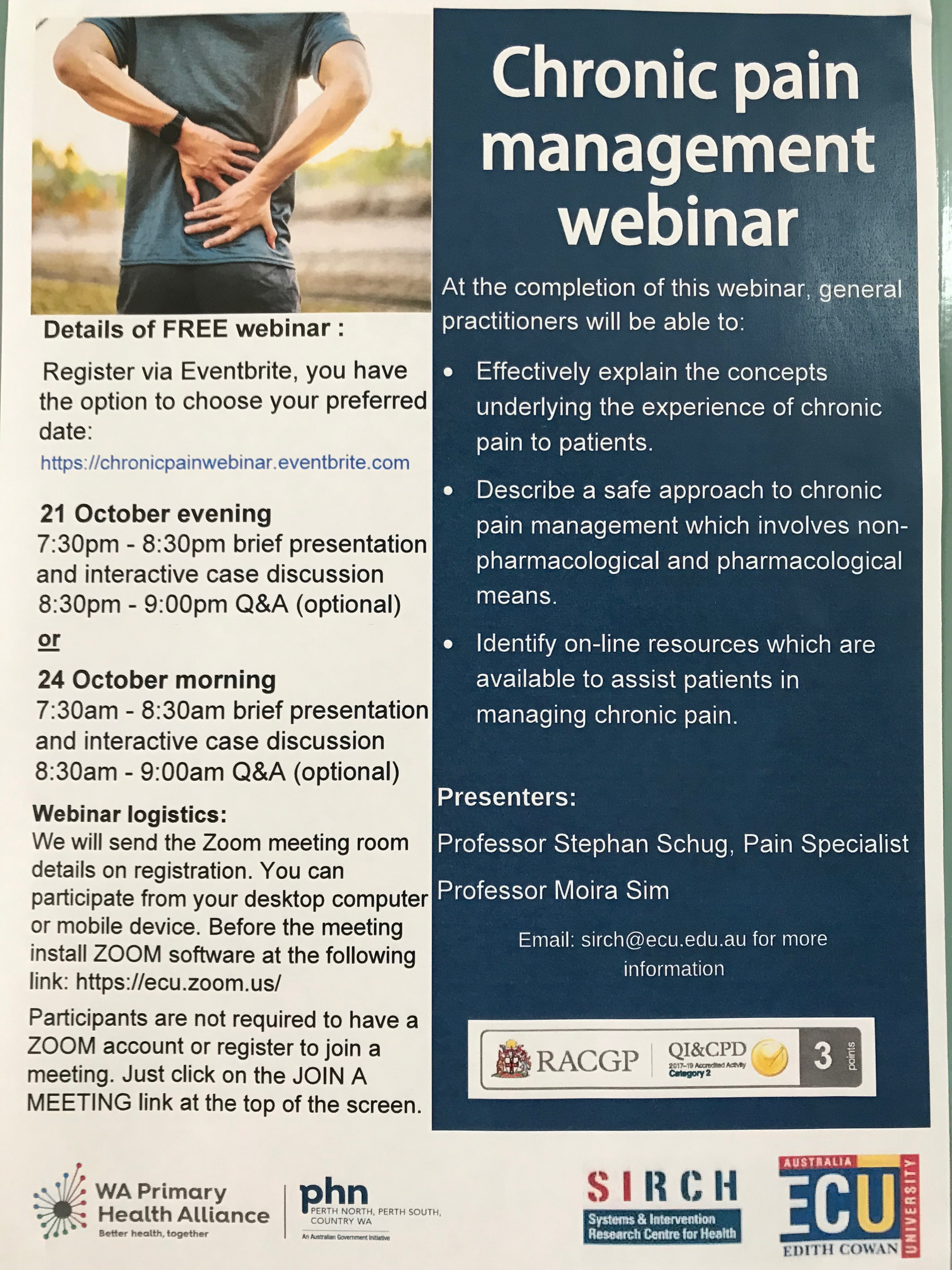 Chronic pain management webinar