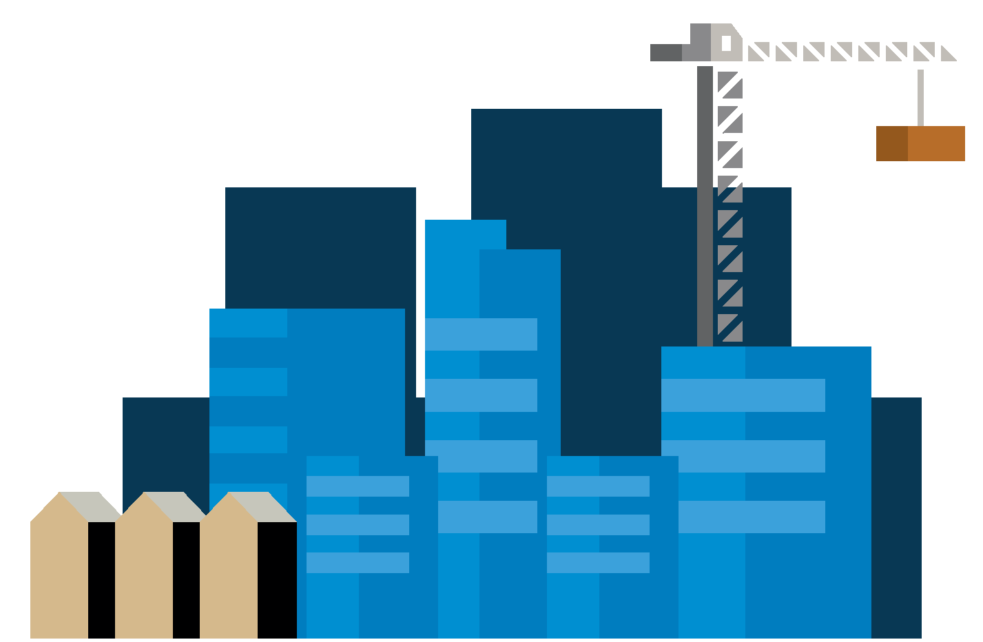 Illustration of a crane and building sites, depicting our investment in infrastructure. Illustration of a crane and building sites, depicting our investment in infrastructure.
