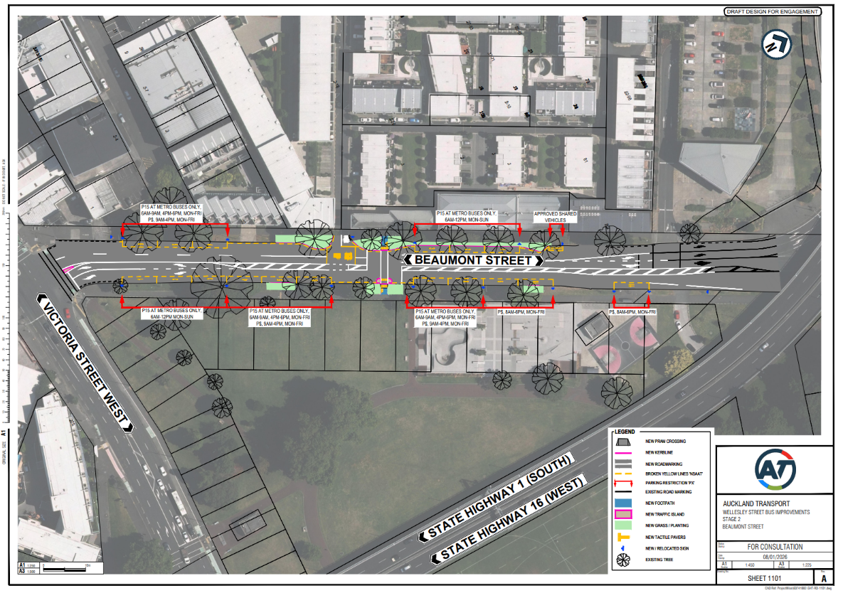 Visualisation showing proposed Beaumont Street improvements.