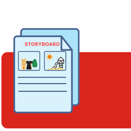 documet with the words storyboard and two areas for pictures and bellow that text