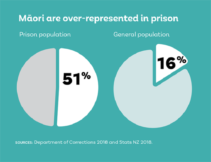 Graphic showing Maori representation in prisons in New Zealand.