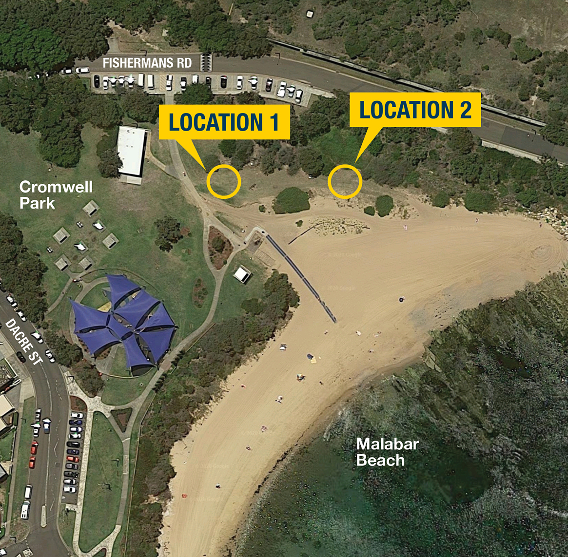Image of location options for Malabar outdoor gym