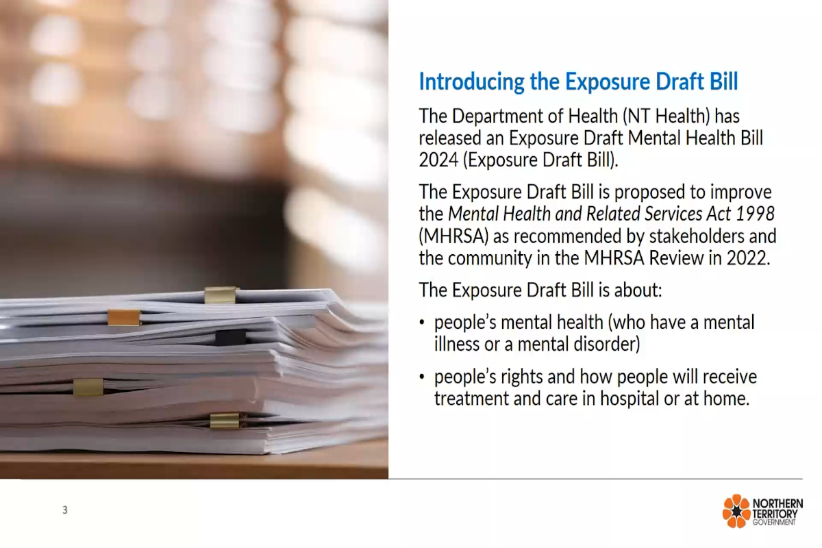 Presentation on the Exposure Draft Mental Health Bill