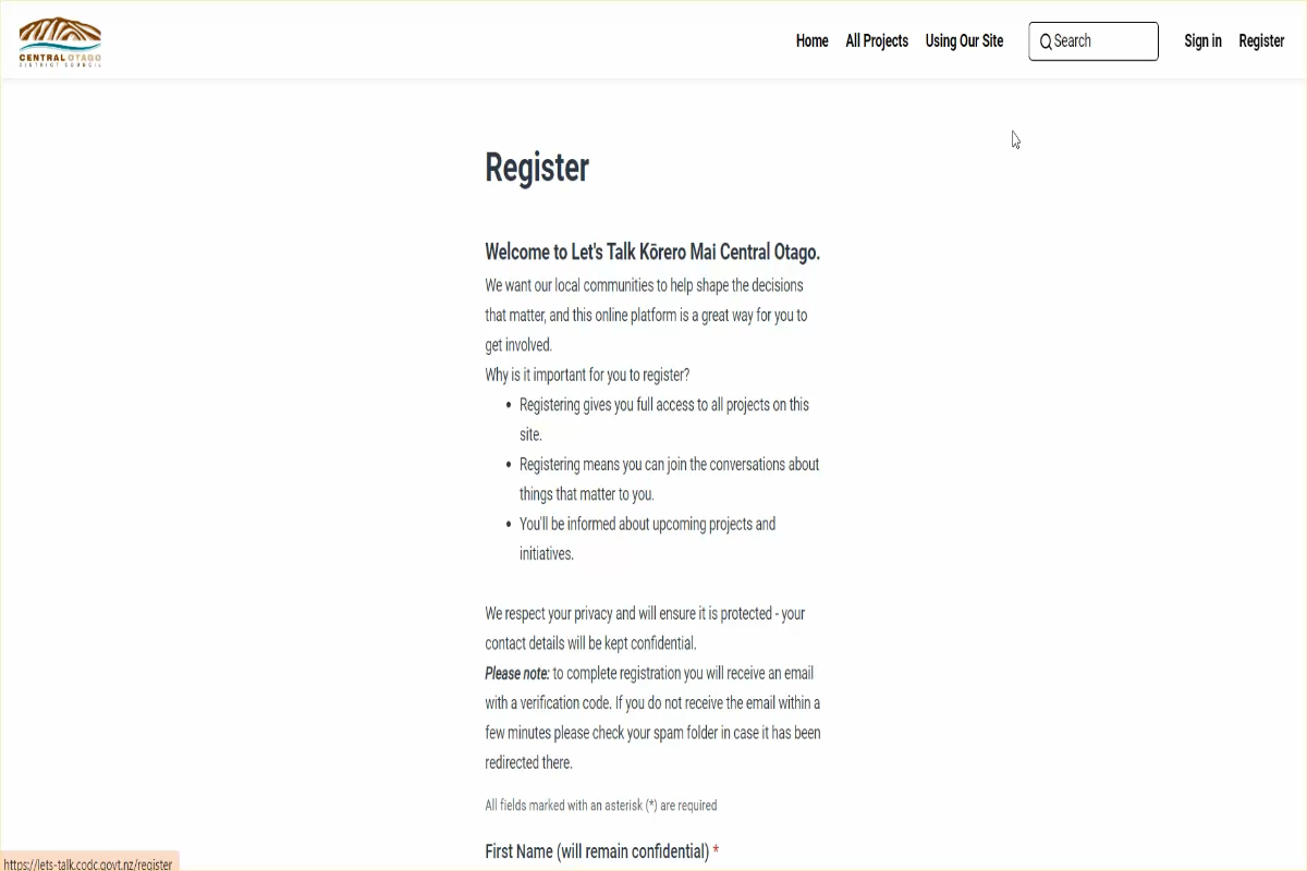 Registering as an individual