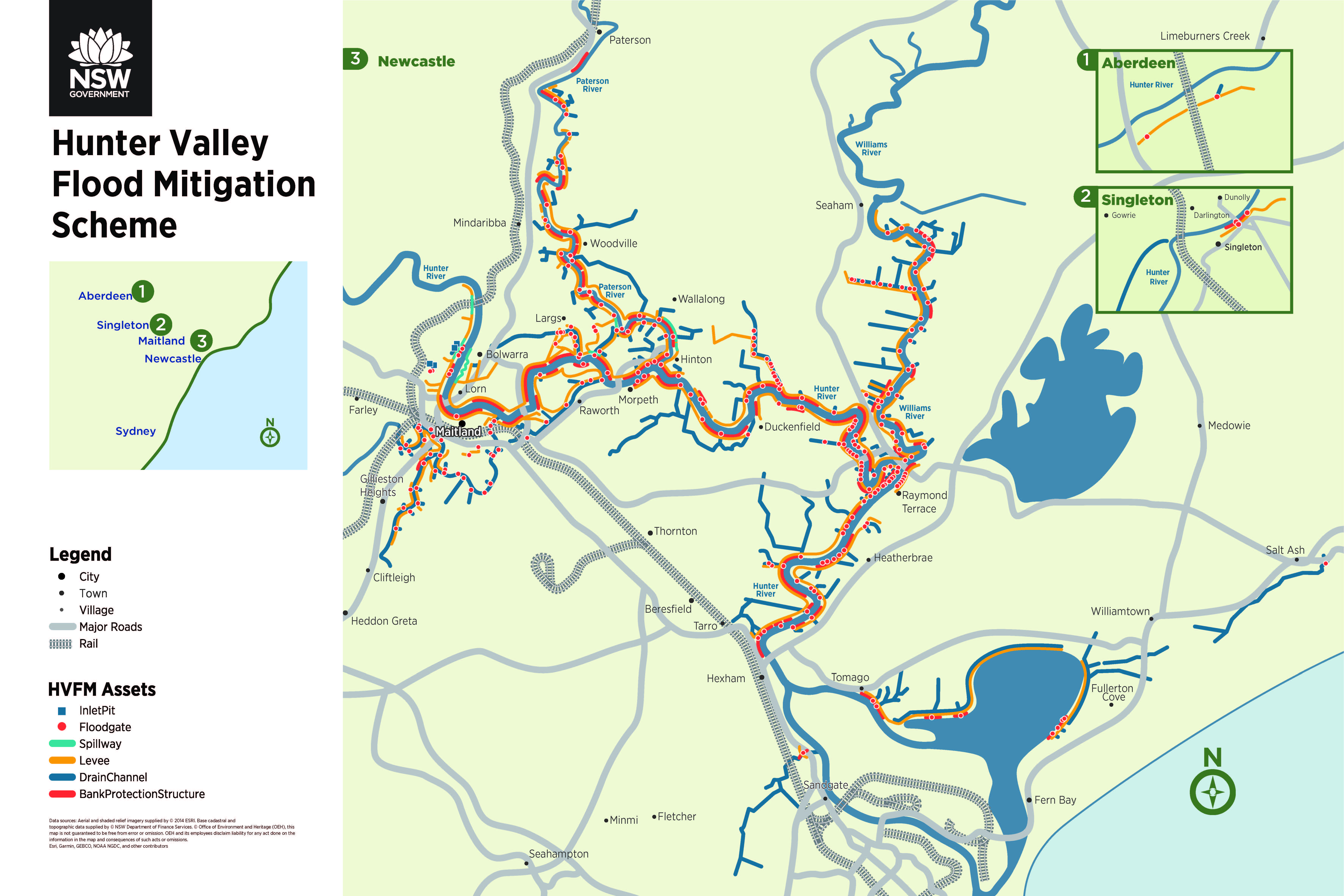 Map of Hunter Valley Flood Mitigation scheme
