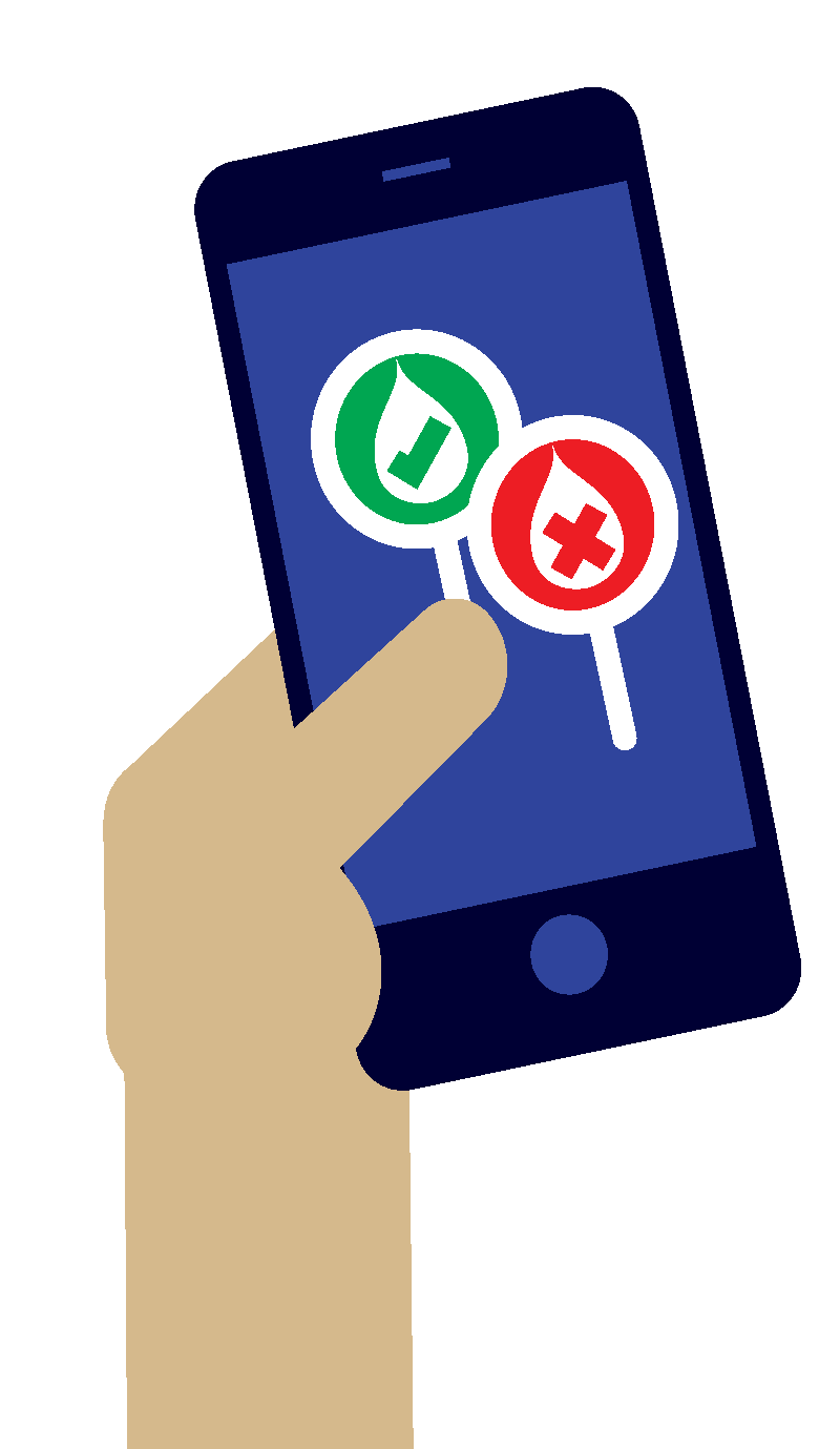 Illustration of a smartphone with tick and cross icons indicating good and bad water quality. Illustration of a smartphone with tick and cross icons indicating good and bad water quality.