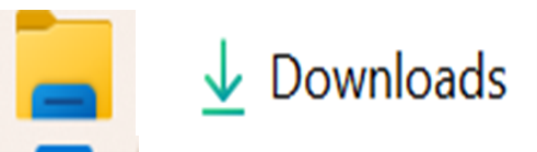 yellow folder next to downward arrow with words downloads