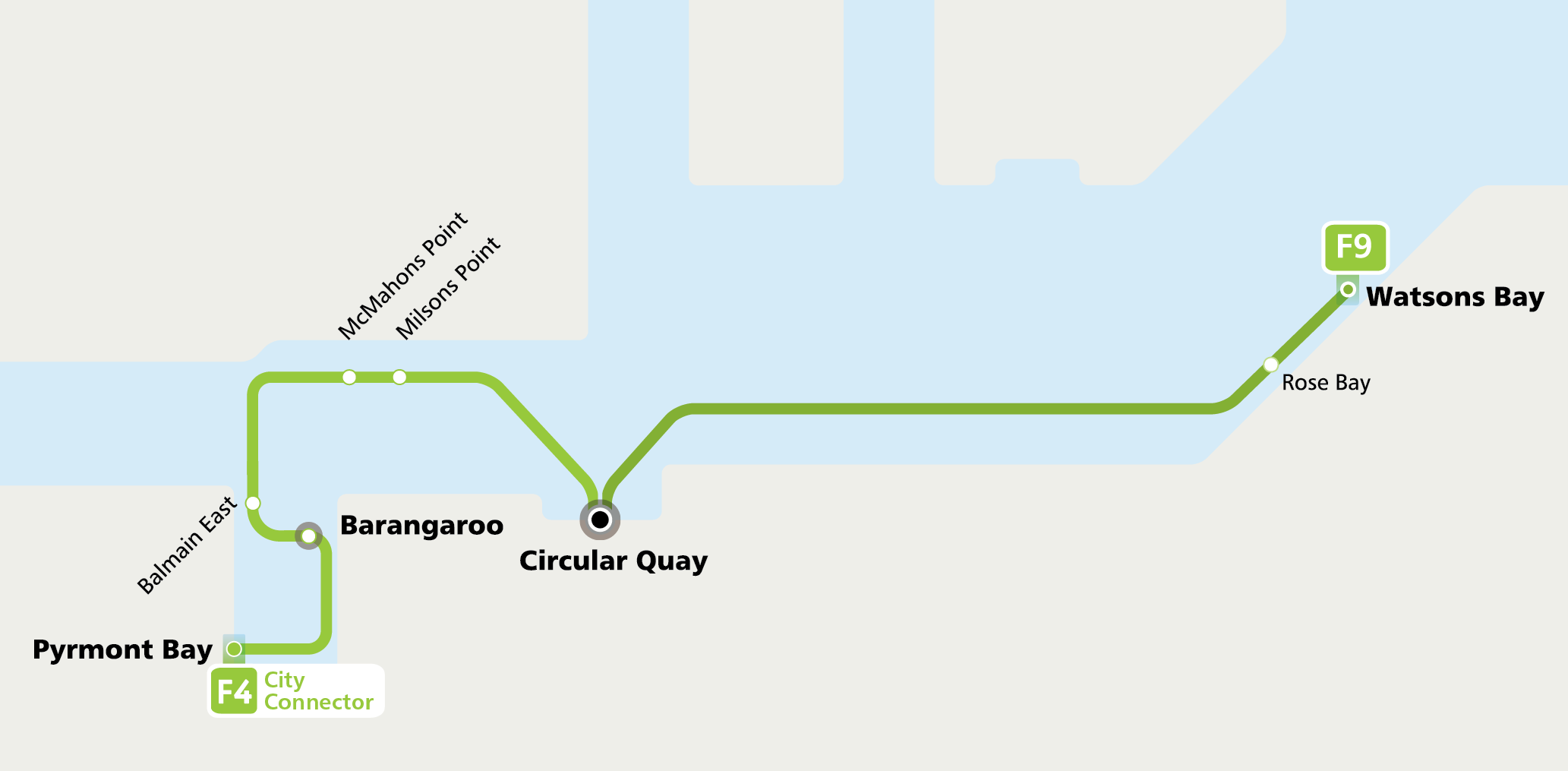 Split of the F4 Cross Harbour route map