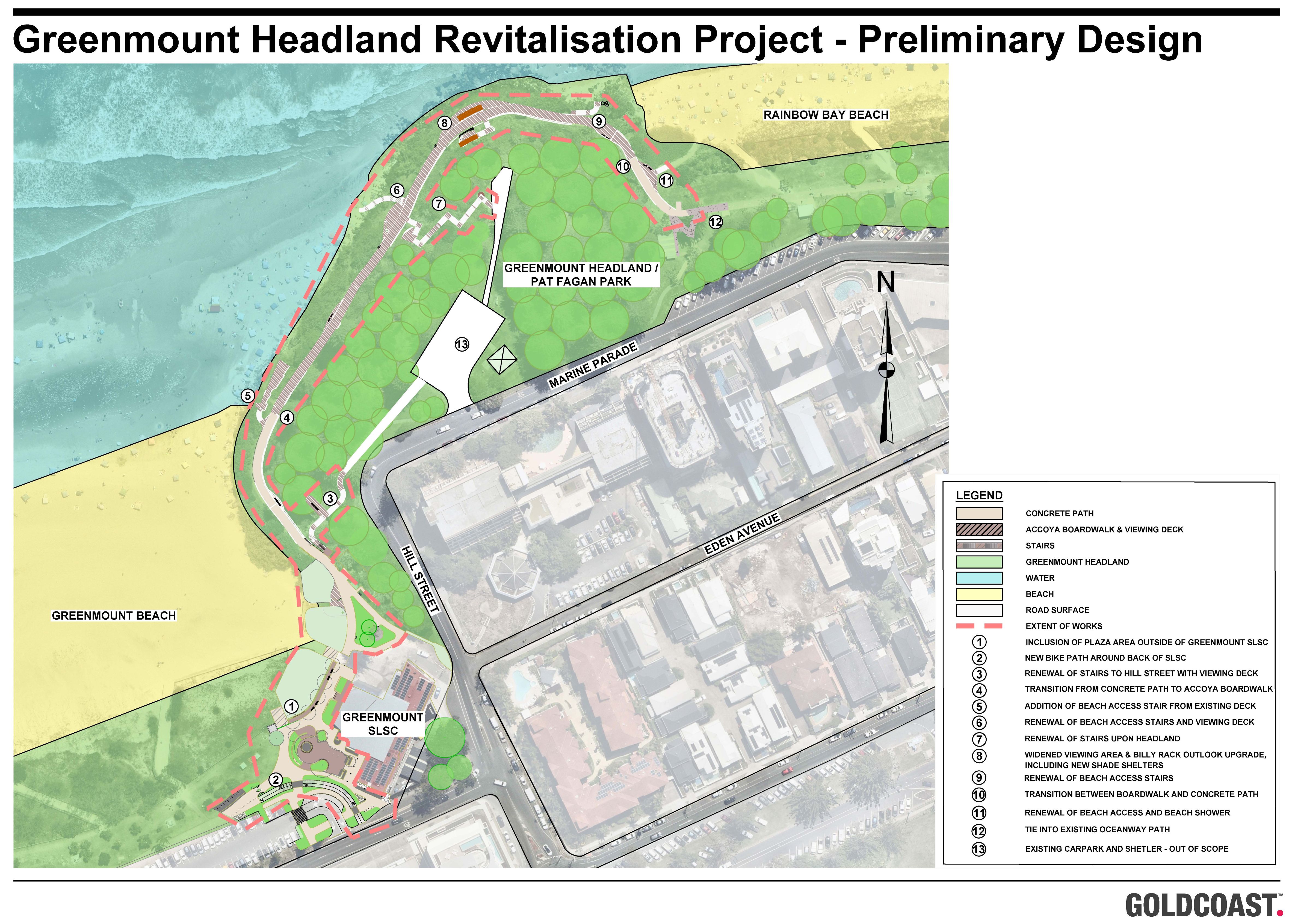 Map of the Greenmount Headland Revitalisation project