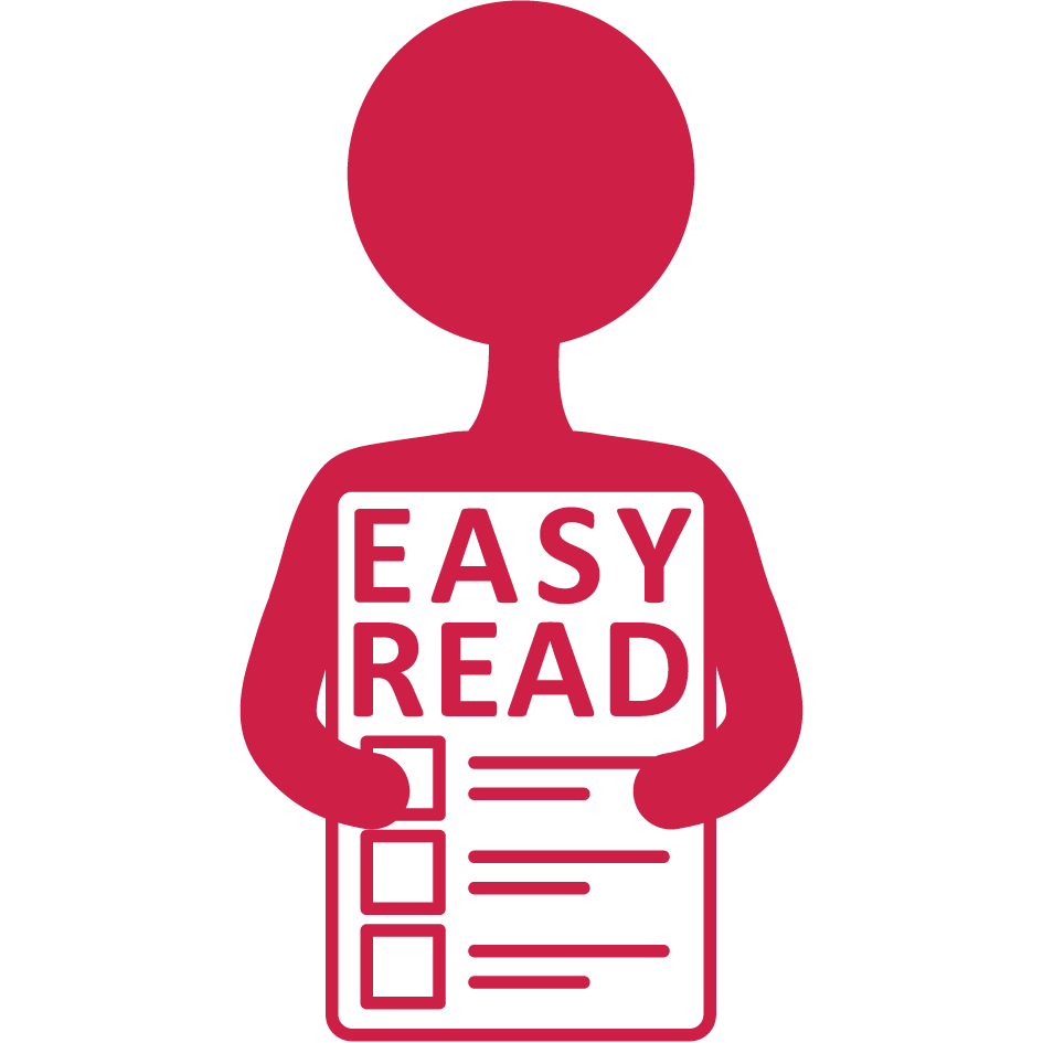 outline of a person holding a document with the letters easy read