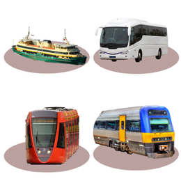 Four types of transport bus, train, tram, ferry