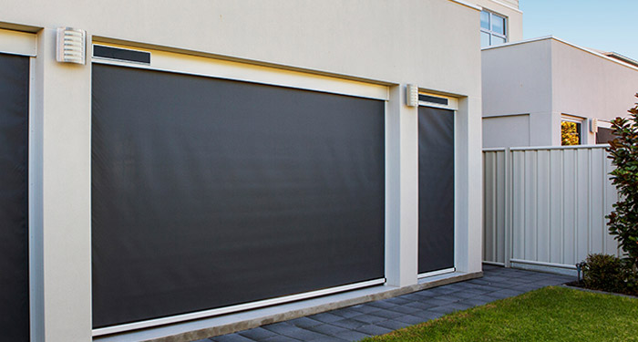 motorised-cafe-blinds-adelaide-dark-mesh-white-walls motorised-cafe-blinds-adelaide-dark-mesh-white-walls