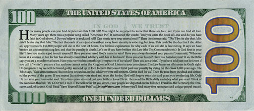 Giant Money Gospel Tracts 100pk Evangelism Life