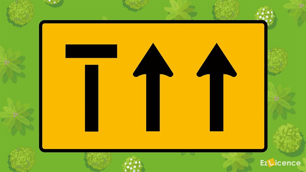 If you are driving through a road work zone in the left hand lane and you see this sign you should -