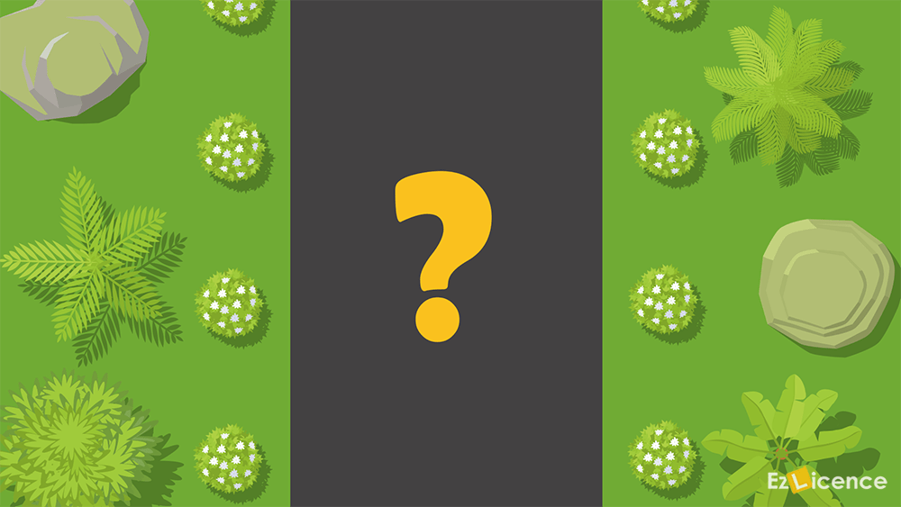 If there are no lanes marked on the road, you should drive -