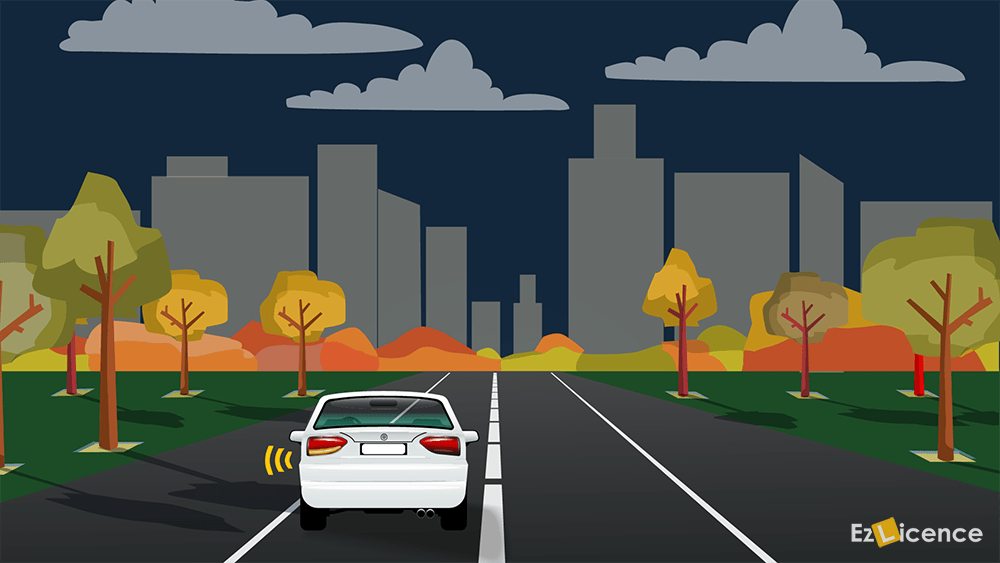 You want to park your vehicle for a short time. It is night time. You should –