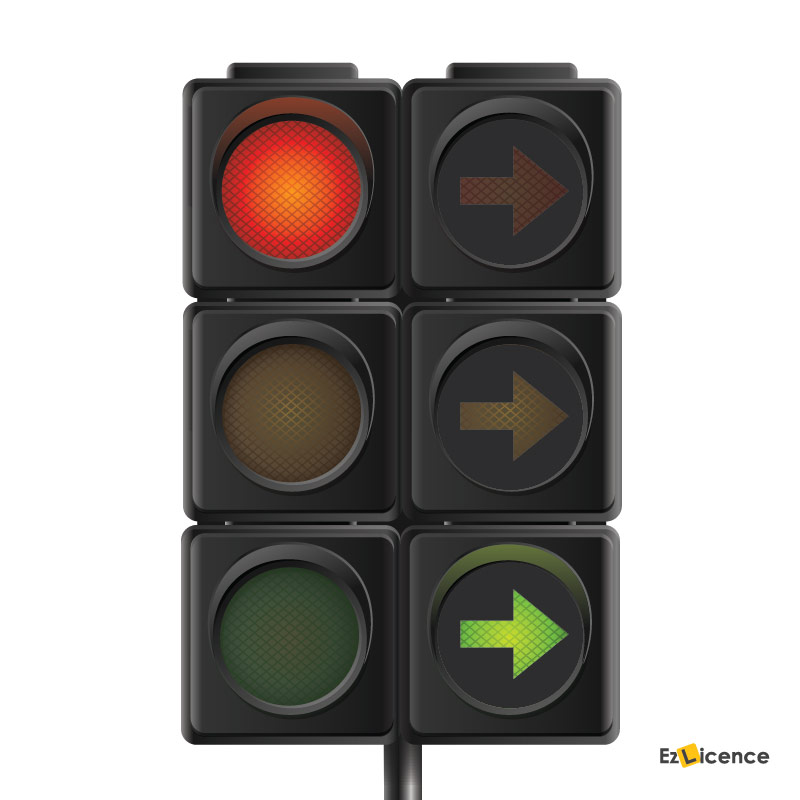 You are facing traffic lights (as shown). What do they mean?