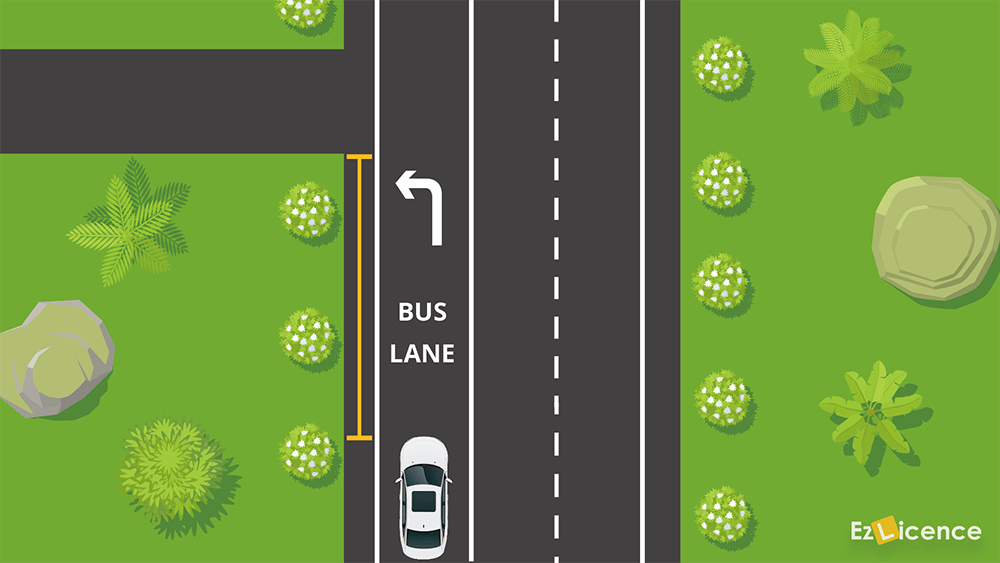 You are driving a car. You need to move into a bus lane to turn. What is the maximum distance you may travel in a bus lane?