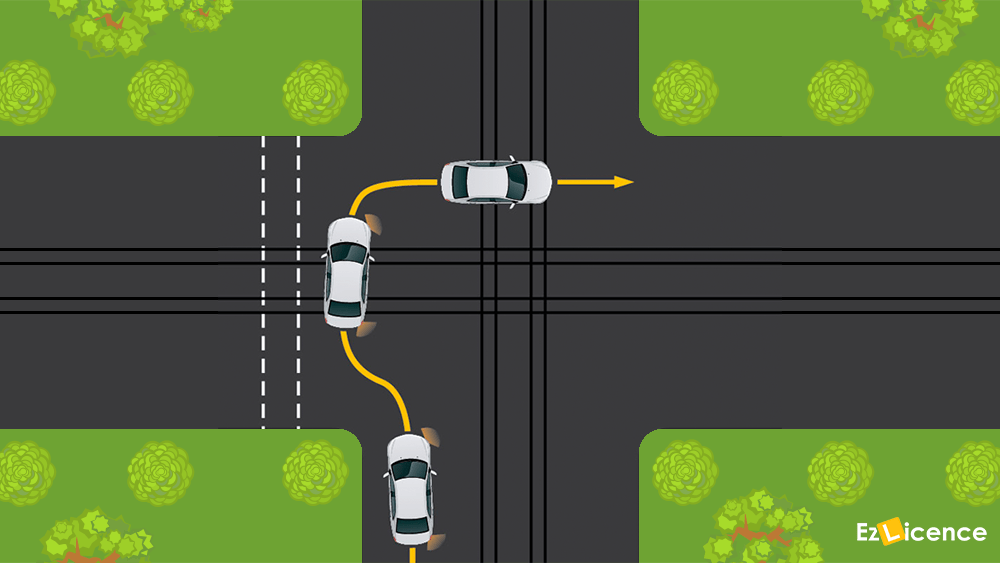 You are driving the vehicle. When can you complete a hook turn?