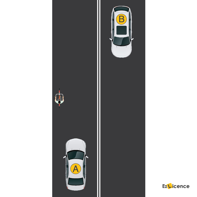 Can Vehicle A cross the double lines?
