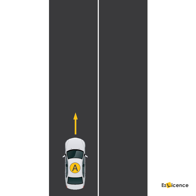 You are driving vehicle A. When can't you cross the single continuous line?
