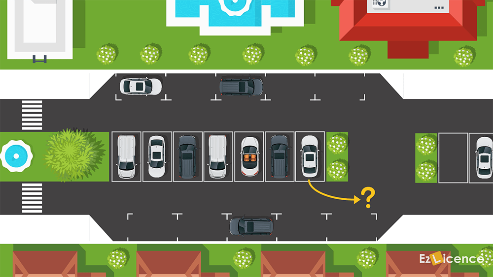 When leaving a central parking area in the centre of the road, are you allowed to reverse out?